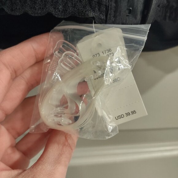 NWT AERIE Real Happy Strapless Push Up Bra Black Size 38C Removable Straps Clear - Picture 3 of 8